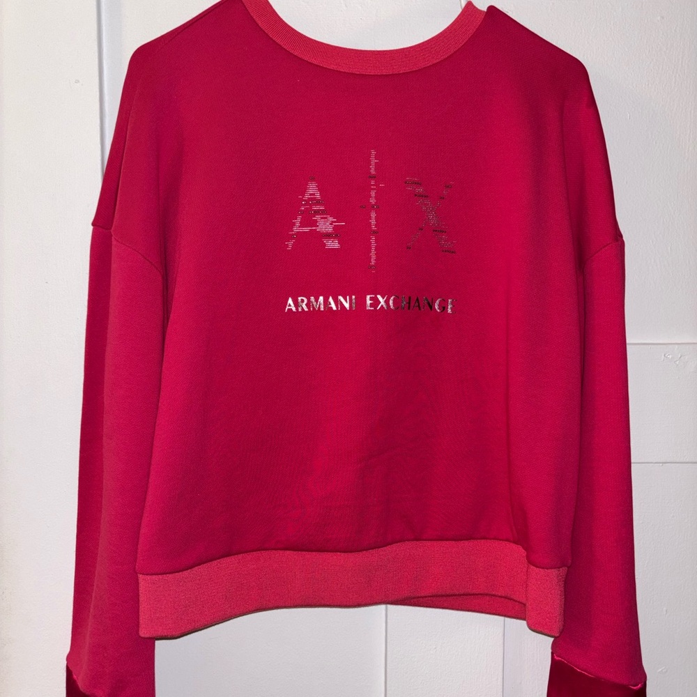 Armani Exchange Women's Bold Red Crew Neck Sweater
